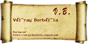 Váray Borbála névjegykártya
